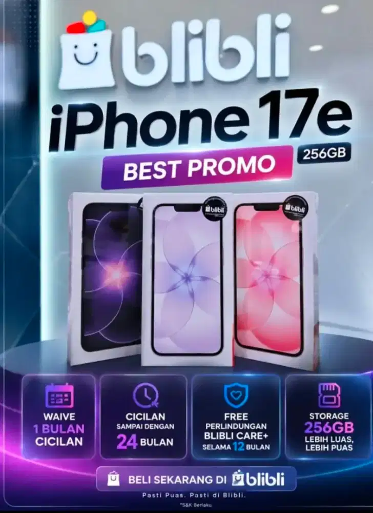 iPhone 17e 256GB Best Promo Free Garansi Blibli Care 1 Tahun