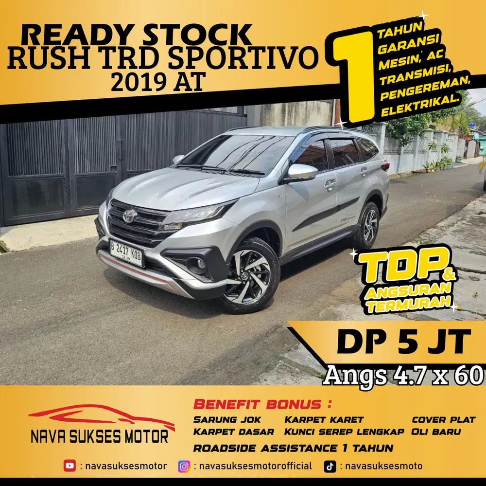 TDP 5 Jt Angs Termurah All New Rush TRD Sportivo 2019 Matic Silver