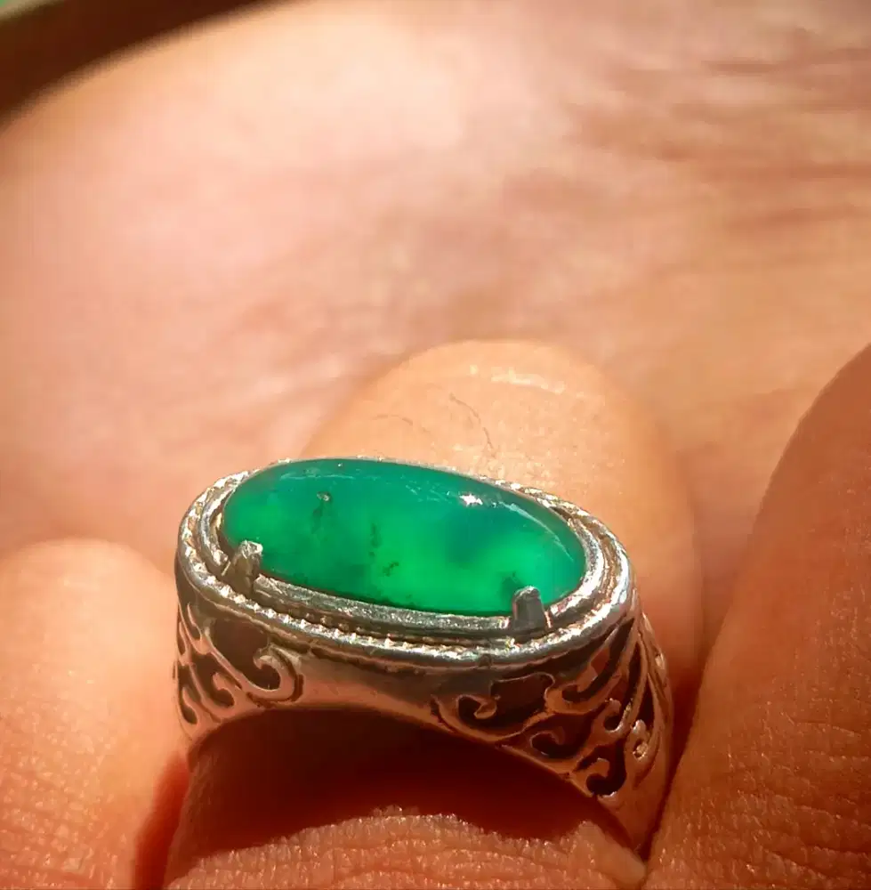 Bacan HQ kristal ring perak model lintang