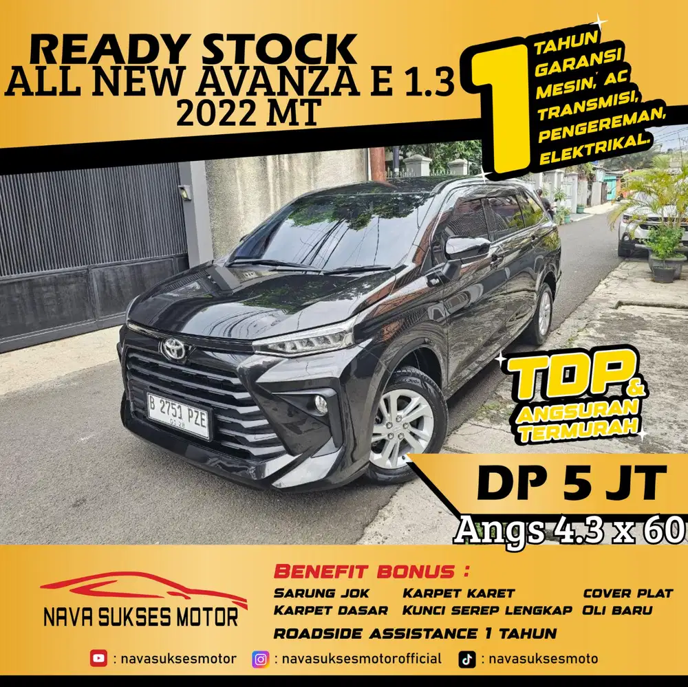 TDP 5 Jt Angs Termurah All New Avanza E 2022 Manual Hitam Low Km