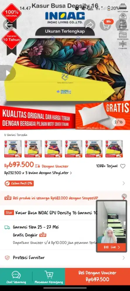 Kasur inoac ukuran 180 x 200 x 30 cm