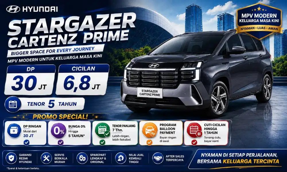 Hyundai Stargazer Cartenz Prime DP 30JT Cicilan 6,8JT!