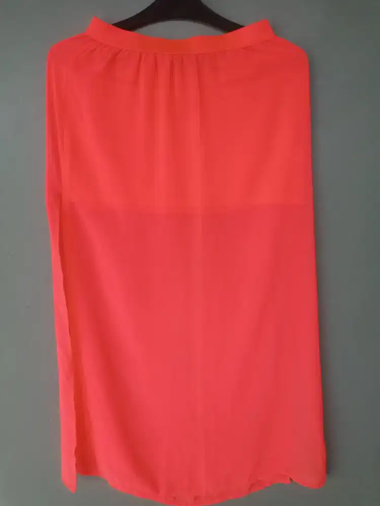 neon coral chiffon lined Maxi Skirt