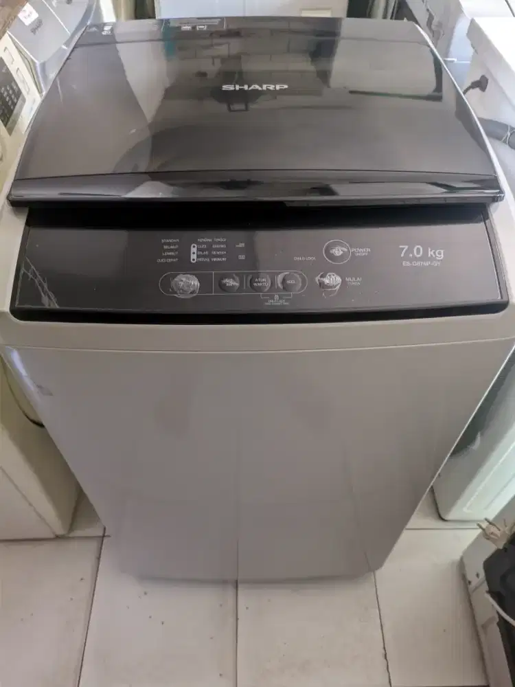 Mesin cuci sharp toploading kapasitas 7kg mulus