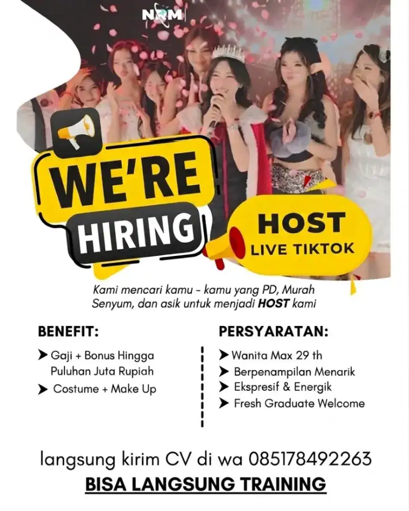 Lowongan Host Live Streaming TikTok - Bisa Langsung Training
