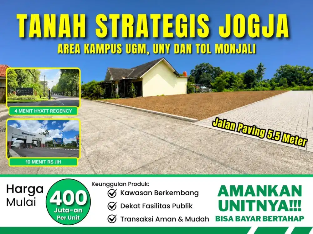 Tanah Investasi Jogja 200 Meter Jl. Raya Kapten Haryadi, Cocok Bangun Hunian & Villa