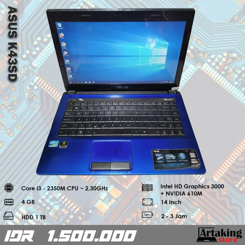 Asus K43SD - Core i3 - Ram 4 GB - Double VGA - Normal Siap Pakai