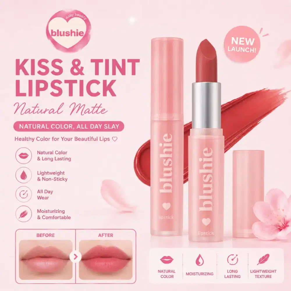 [BLUSHIE] Lipstick Tahan Lama On Point All Day Natural Look