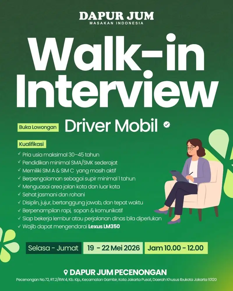 LOWONGAN KERJA / LOKER SOPIR / DRIVER / ADMIN OPERASIONAL DAPU