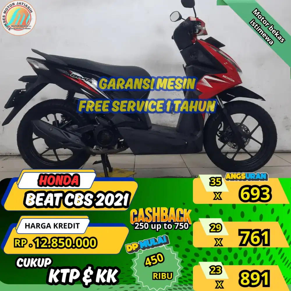 HONDA BEAT CBS 2021 DP&ANGSURAN TERMURAHSYRT KTP&KK(SUKSESMOTOR)
