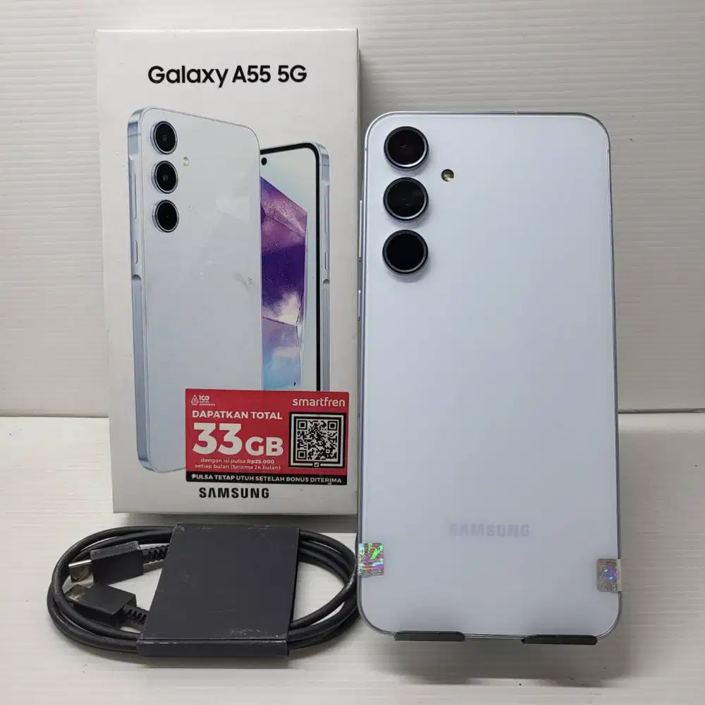 (12/256) SAMSUNG GALAXY A55 5G ICE BLUE FULLSET SEIN RESMI MULUS FULLS