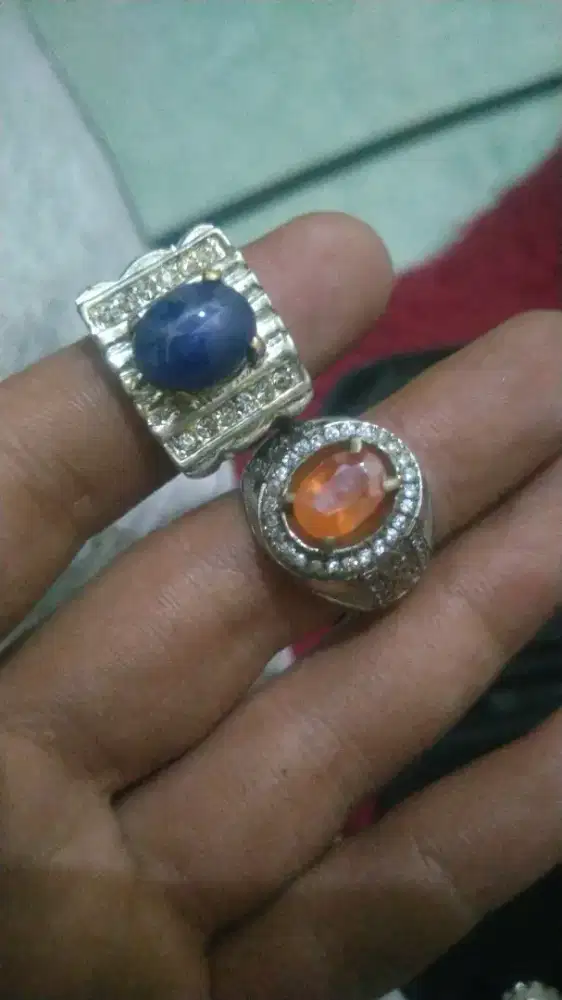 Di jual batu blue sapphire+orange sapphire ceylon