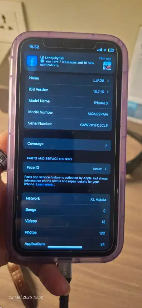 iphone x 256gb batangan normal all op PA/A