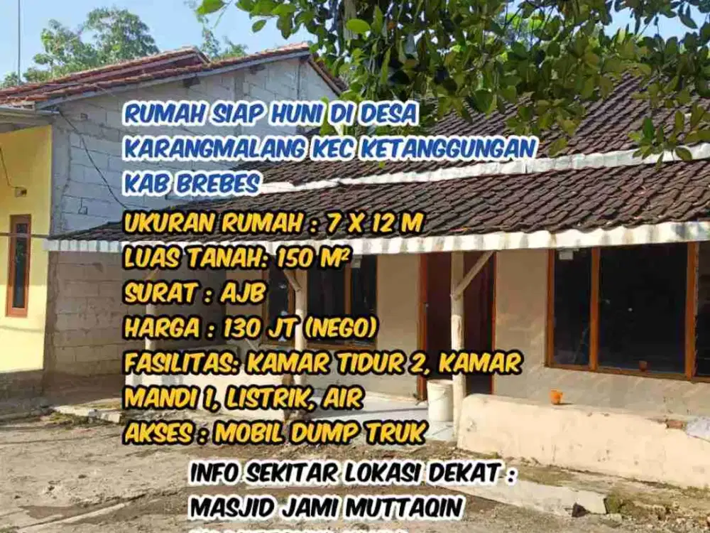 Rumah siap huni di desa karangmalang ketanggungan brebes