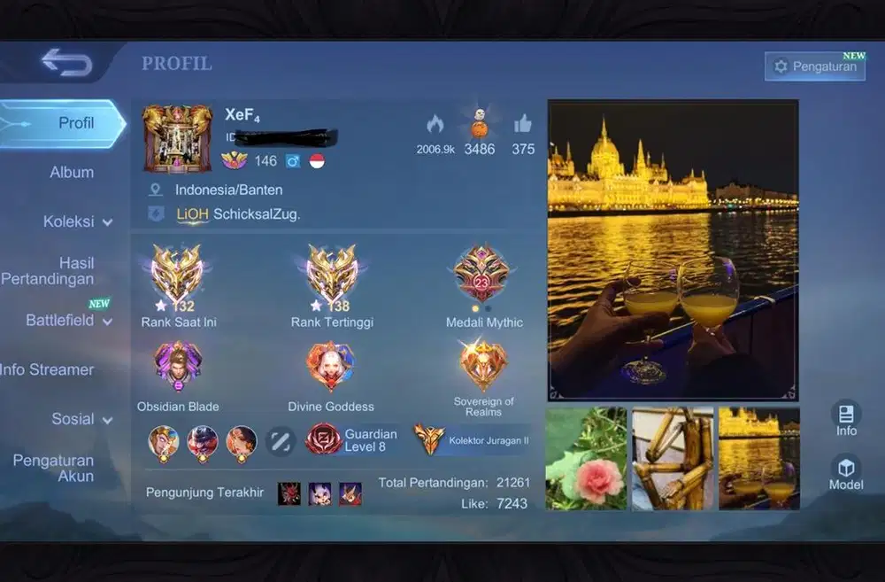 Akun Mobile legend Old player banyak skin.