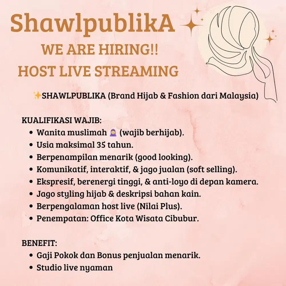 Dibutuhkan host live streaming hijab