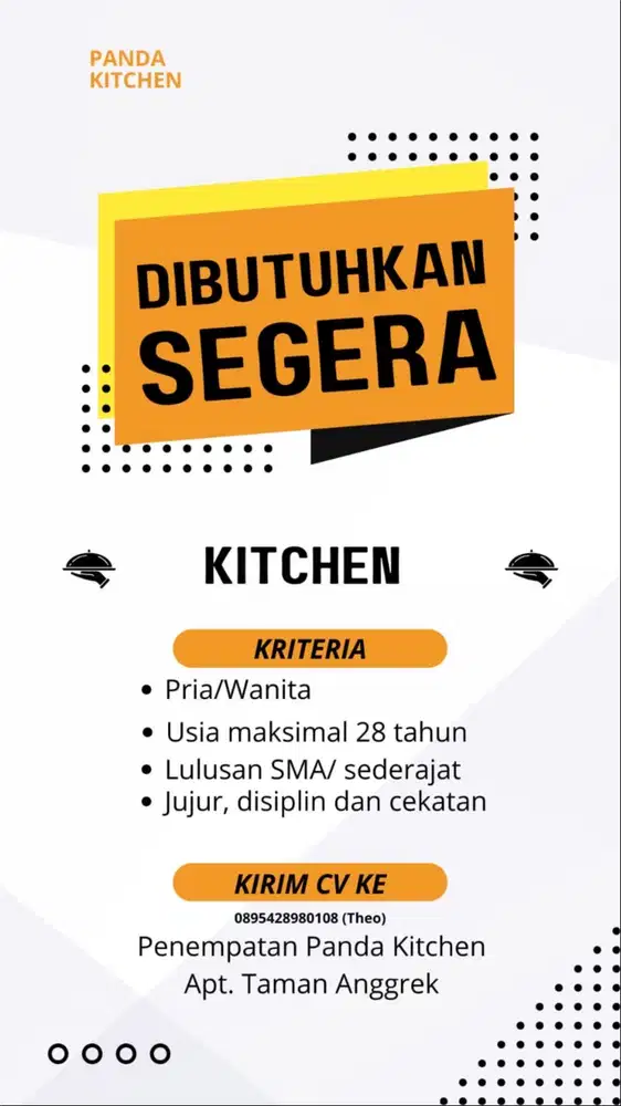 Lowongan pekerjaan panda kitchen