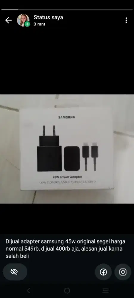 Adapter samsung 45w Original