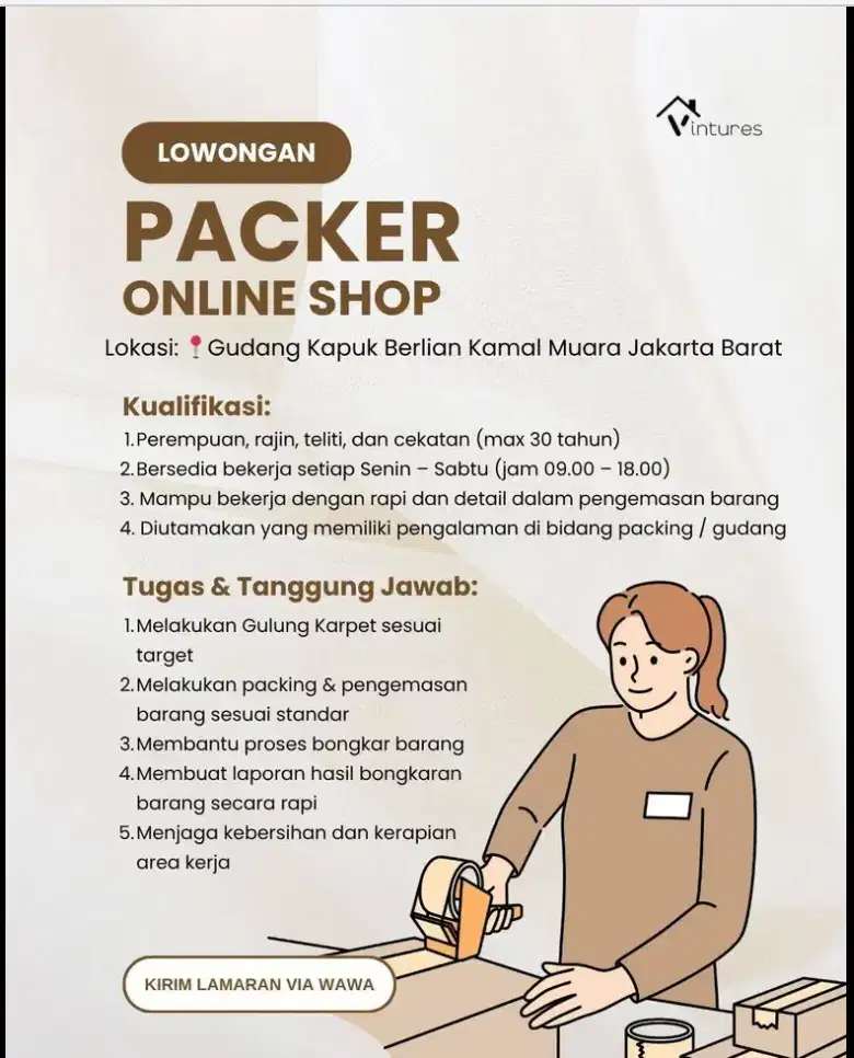 Lowongan Packer / Packing Online Shop KHUSUS WANITA