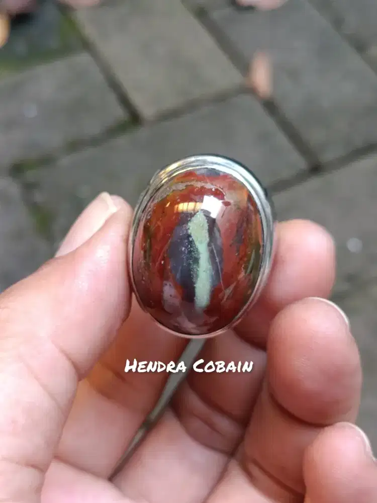 Natural Batu Cincin Akik Garut Motif Gambar Lafal Alif
