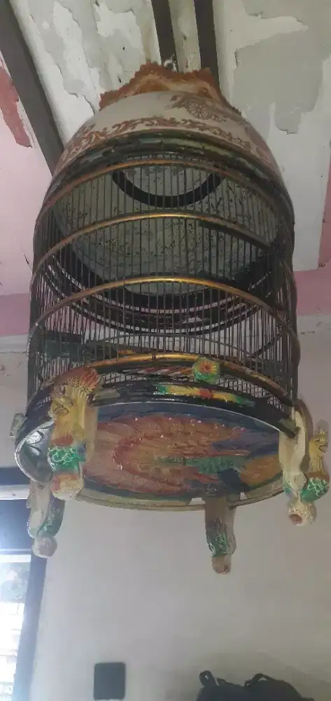 Sangkar perkutut bawanya kayu ukir bagus siap pakai