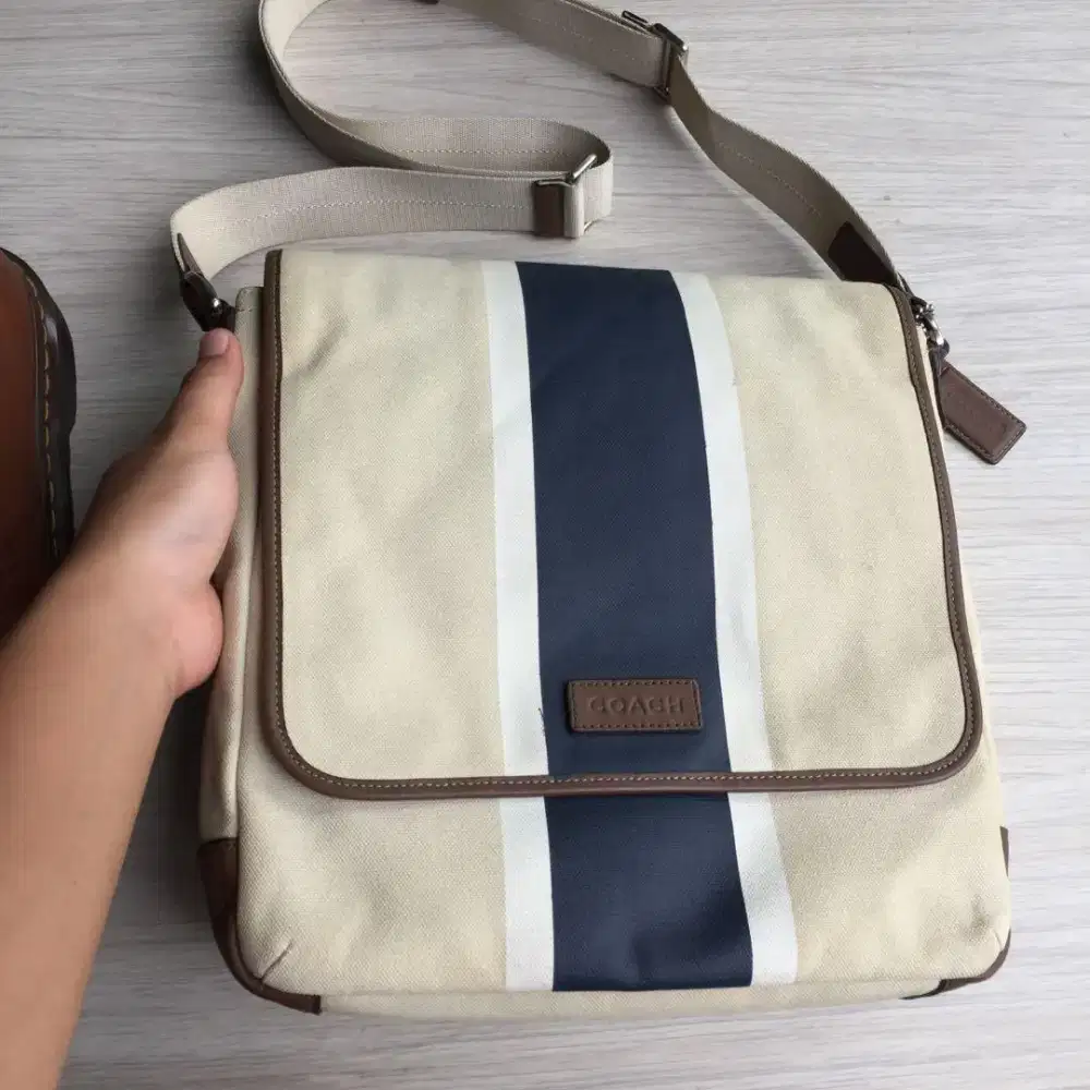 Coach Heritage Web shoulder bag tablet laptop tas canvas original