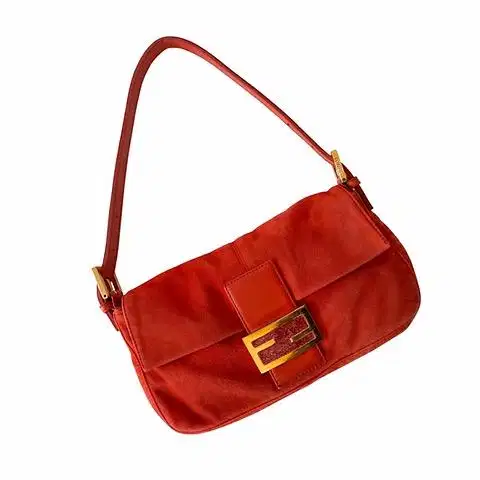 Tas FENDI SUEDE MAMMA BAGUETTE in RED