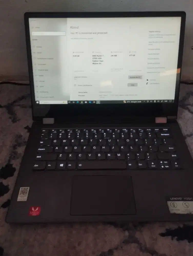 Jual cepat, lenovo yoga 520 ryzen 7-2700u