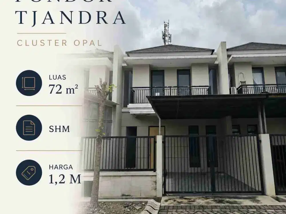 Dijual Rumah Cluster Opal - Pondok Tjandra dekat club house