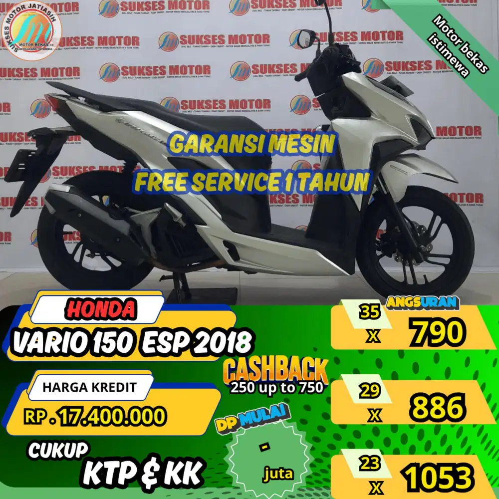 HONDA VARIO 150 ESP 2018 DP&ANGSURAN TERMURAHSYRT KTP&KK(SUKSESMOTOR)