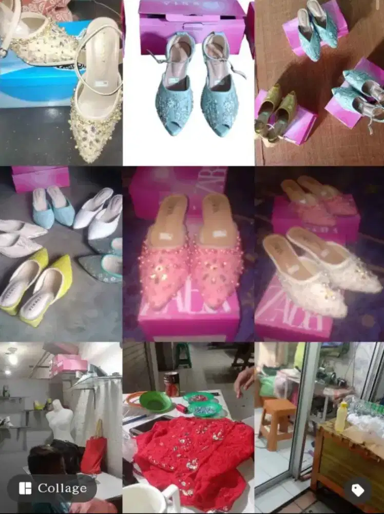 Special brukat sepatu payet pengantin, pesta,dan kebaya, slendang
