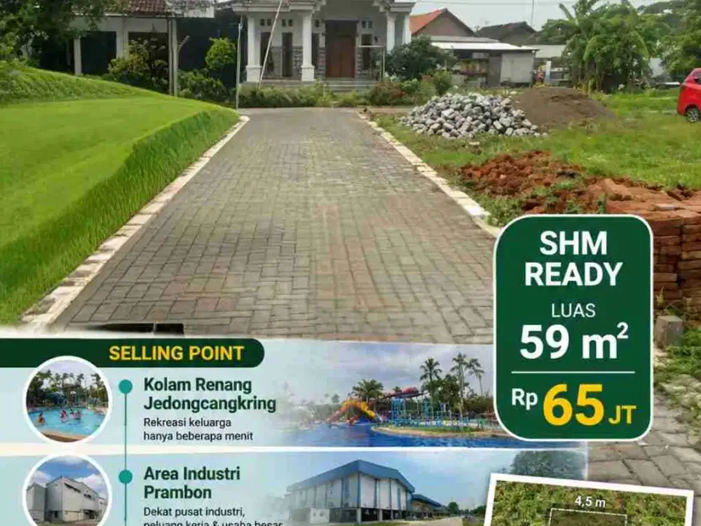 Tanah Kavling Pekarangan Murah siap Bangun di Prambon Kedungkembar, Sda