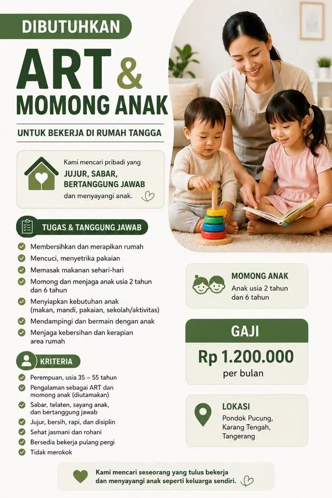 Lowongan Pekerjaan Momong Anak dan ART