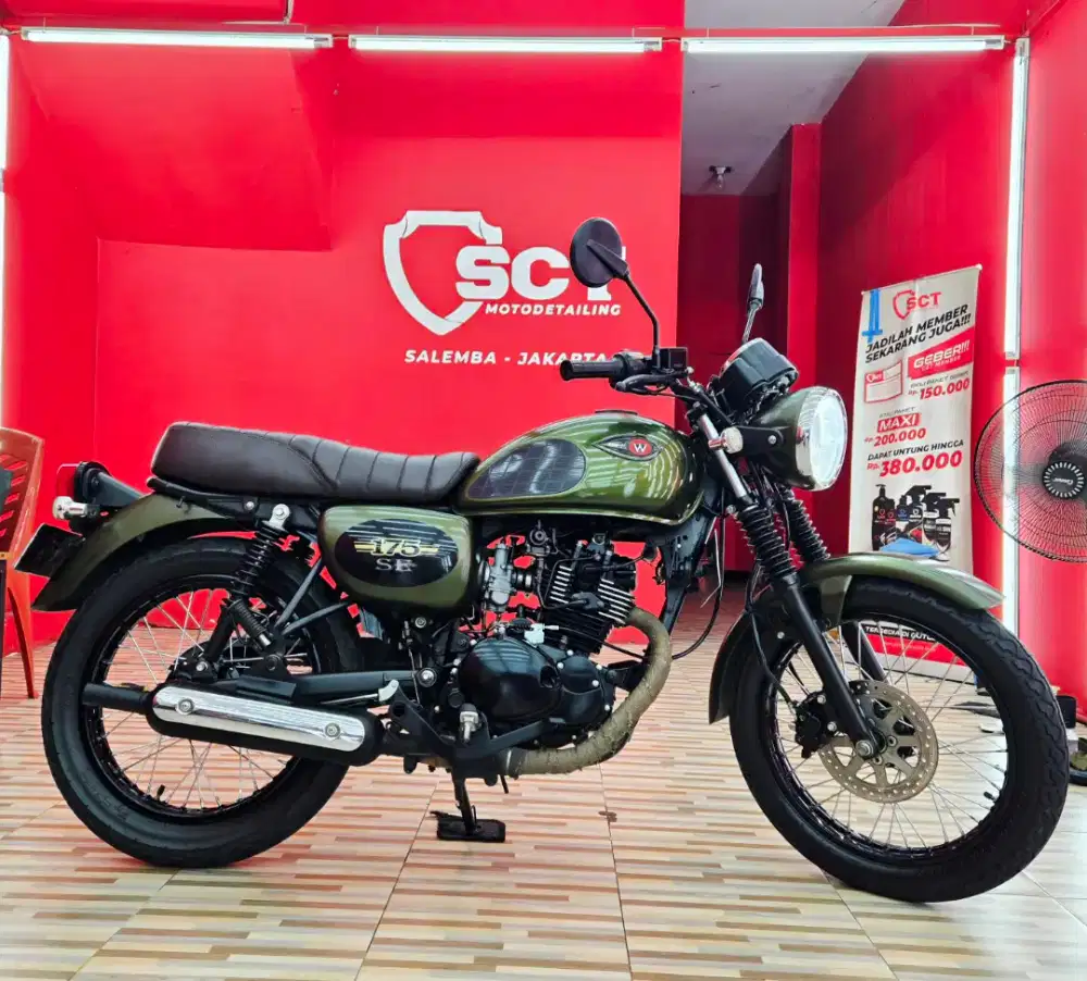 JualCpt90%LikeNew KM19Rb PjkMar27 KAWASAKI W175 2023 SE HIJAU ARMY