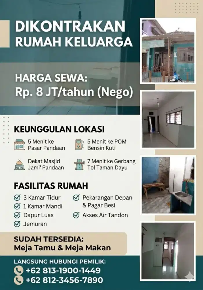 DIKONTRAKKAN:* Rumah Keluarga Strategis di Jantung Pandaan