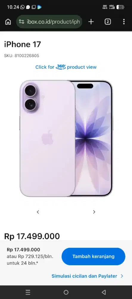17 basic 256 GB Free 2x cicilan