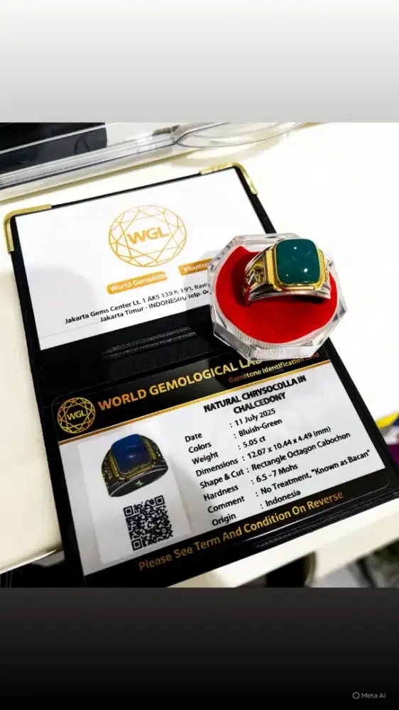 Cincin Batu bacan bersertifikat asli