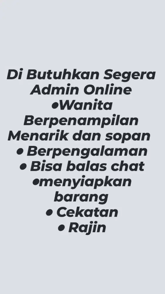 Dicari Segera Admin Online Shop
