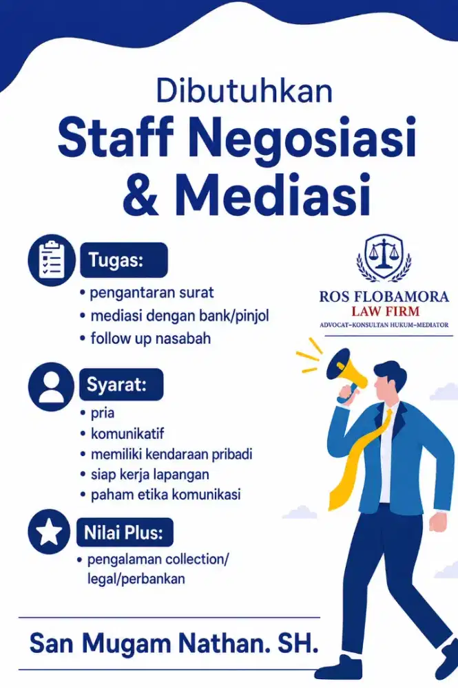 Di cari staff negodiasi dan mediasi