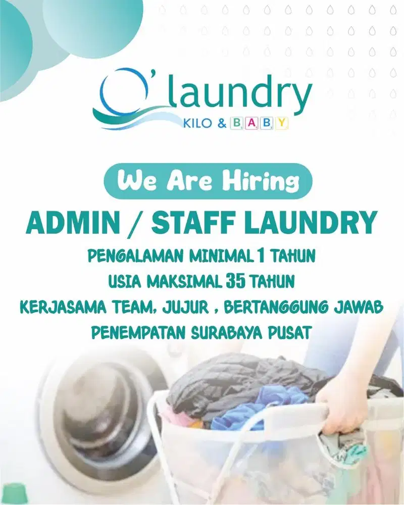 Dicari Staff Laundry / admin Serabutan