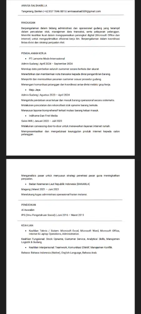 ADMIN GUDANG DAN SEGALA ADMINISTRASI LAINNYA