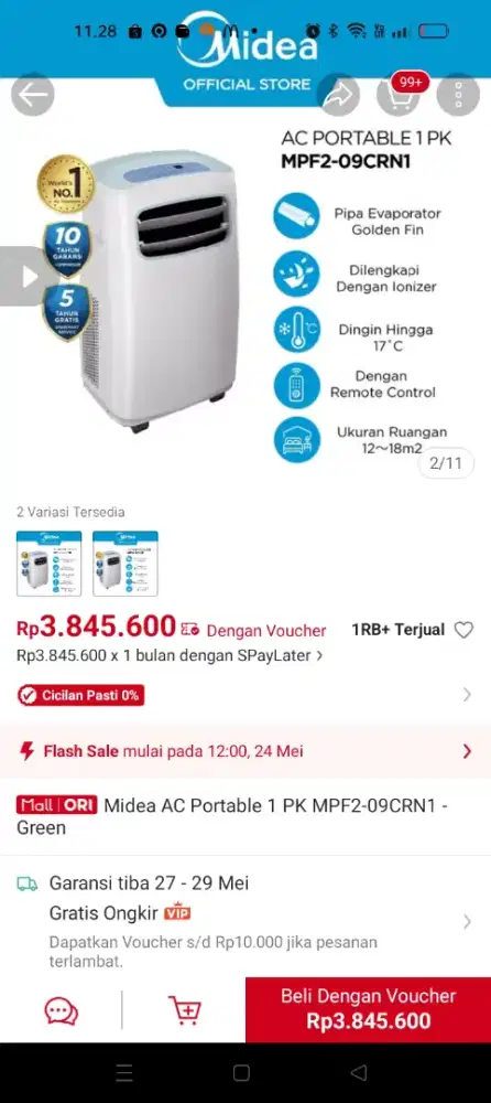 Ac portable Midea 1pk