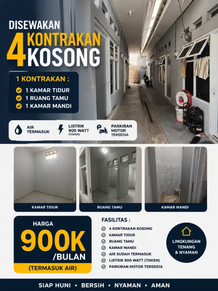 Kontrakan 4 Kamar Siap Huni – Bersih & Nyaman