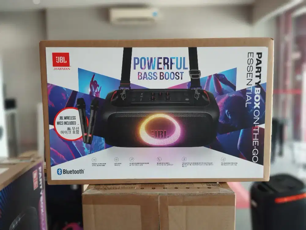 NEW!! JBL PARTYBOX ON THE GO ESSENTIAL FREE 2 MIC WIRELESS