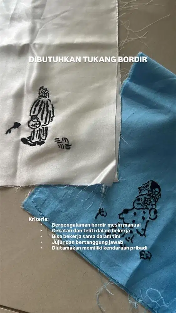 DIBUTUHKAN TUKANG BORDIR MANUAL