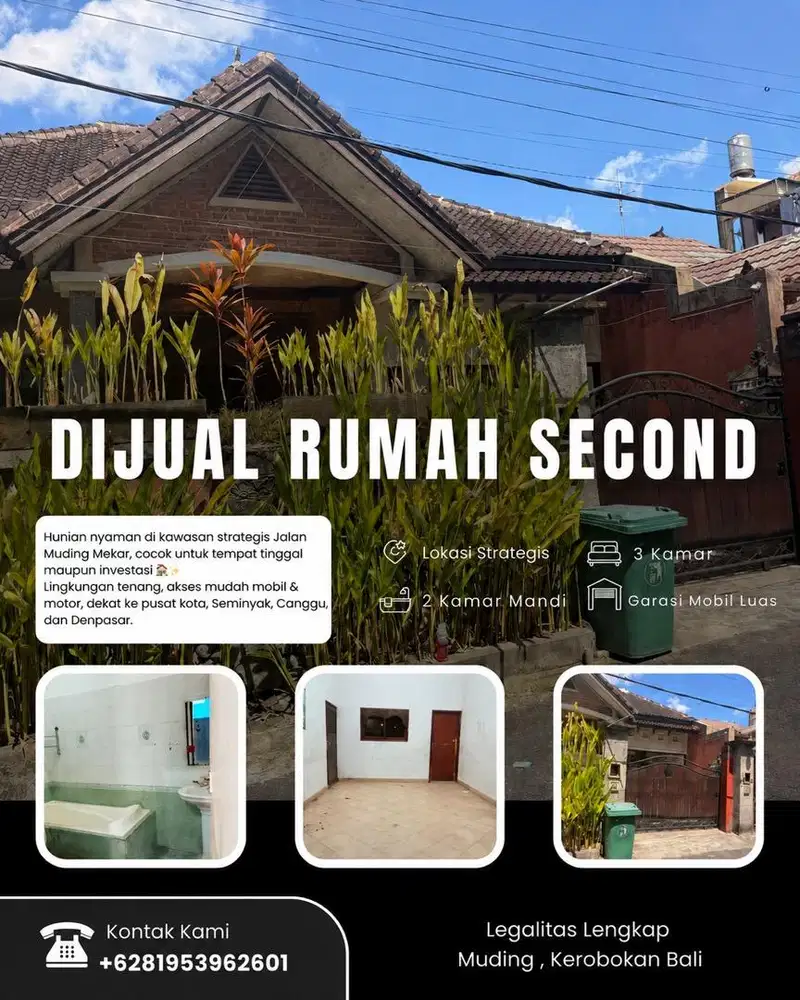 DIJUAL RUMAH KEROBOKAN MUDING