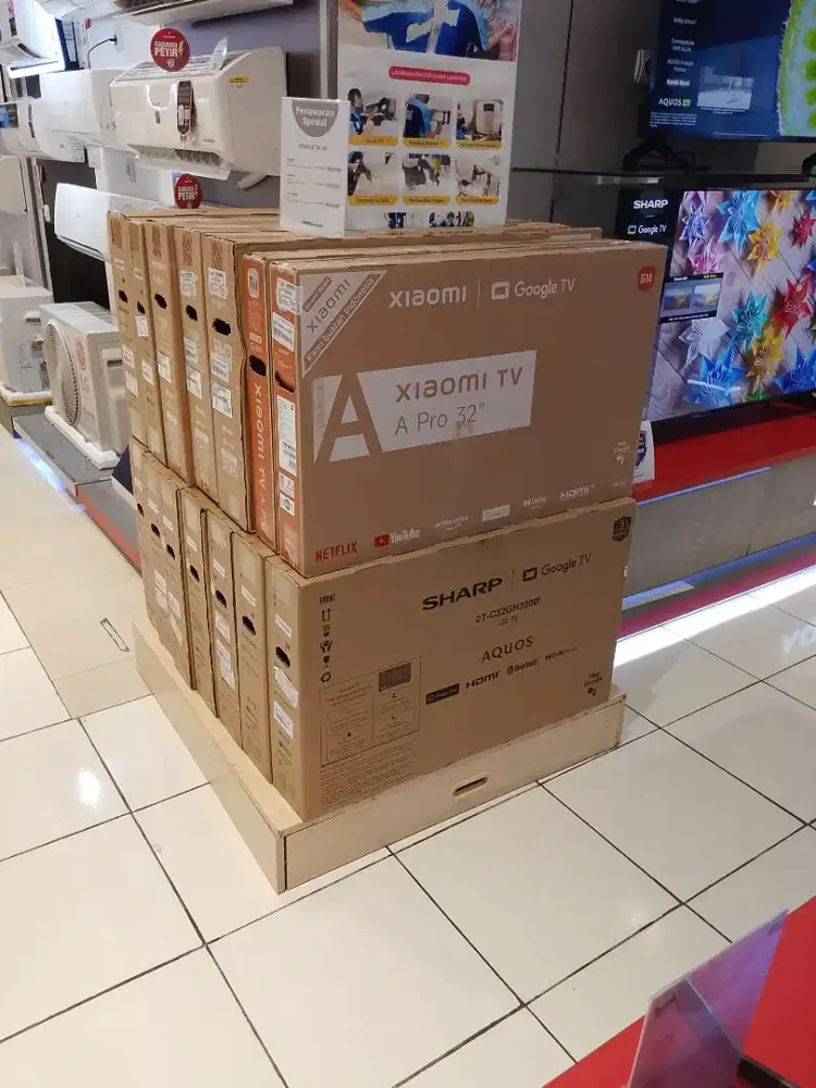 DP 0% Smart TV/Google TV 32 Inch keatas, cicilan mulai 300 ribuan.