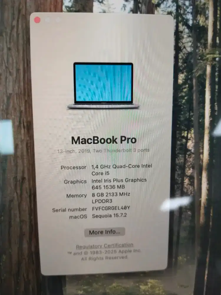 Macbook pro 2019 TOUCBAR 13-inch ram 8GB SSD 128GB Siap pakai 24jam