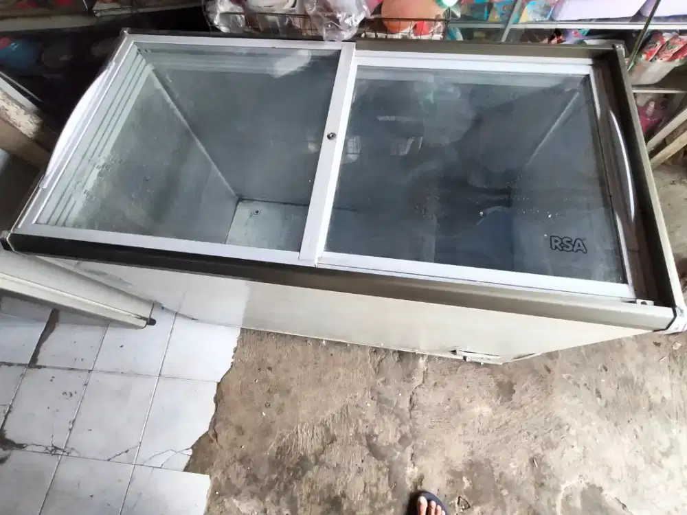 Jual bu freezer box sleding kaca ukuran 288 liter normal no kendala