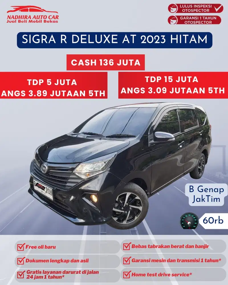 Angsuran 3 Jutaan Sigra R Deluxe AT 2023 Hitam